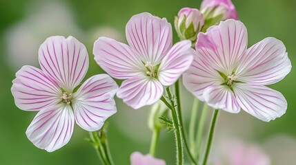 Fototapeta premium Delicate Pink Flowers with Veined Petals Bloom