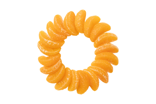 Empty of orange pulp slices circle frame isolated on transparent background