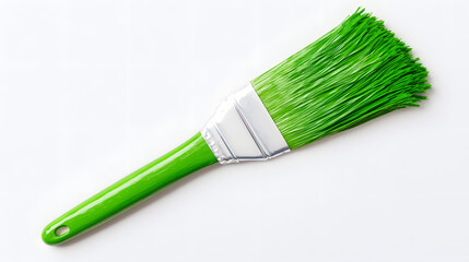 Green paintbrush tip on a clean white background.