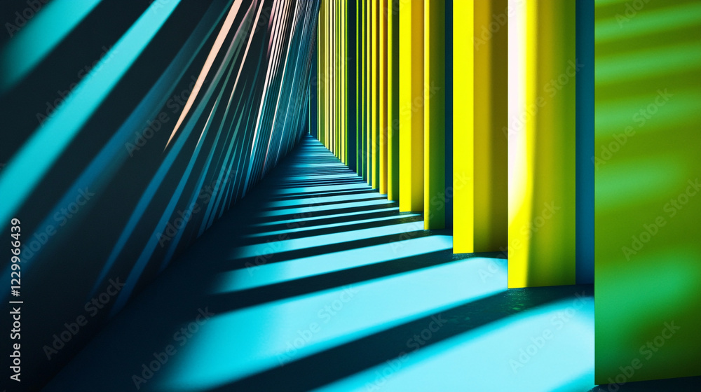 Aufkleber colorful shadows create a vibrant pattern in an architectural space