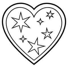 Galactic Heartbeat Line Art Stars Design