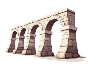 Obraz premium Vintage Stone Aqueduct with Arched Bridges in Clean Style Design