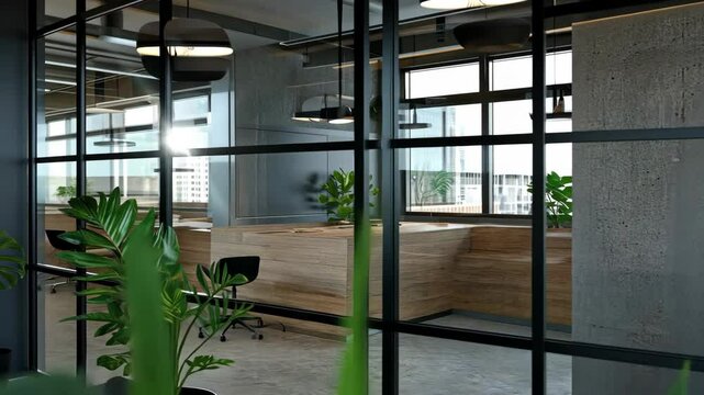 Clean design features plants and natural light in a spacious office environment, promoting productivity and comfort for workers