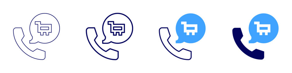 Fototapeta premium Shopping call center icon in 4 different styles. Thin Line, Line, Bold, and Bold Line. Duotone style. Editable stroke