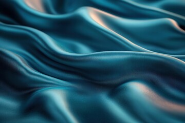 Fototapeta premium Flowing Teal Silk Fabric Drapes Background Texture Design