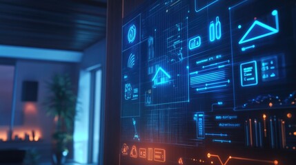 Obraz premium A smart home energy system interface on a digital screen.