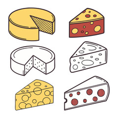 Cheese Slices of Set isolated on White Background