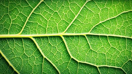 Obraz premium Closeup View of a Green Leaf Vein Structure