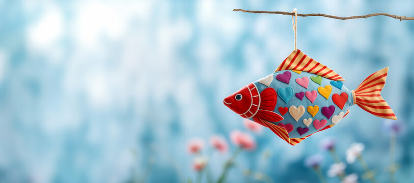 Poisson d'avril color&eacute;, espace vide pour du texte