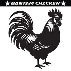Bantam Chicken silhouette vector illustration