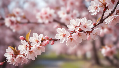 Beautiful Cherry Blossom Branch in Full Bloom