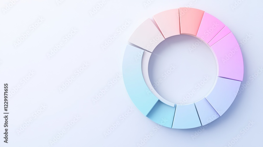 Poster a simple circular graph in gradient colors with sections divided by clean lines, set on a light back
