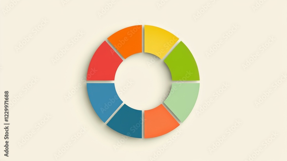 Poster a simple circular graph in gradient colors with sections divided by clean lines, set on a light back