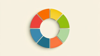 Obraz premium A simple circular graph in gradient colors with sections divided by clean lines, set on a light background for a clean, modern aesthetic