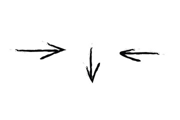 Three hand-drawn arrows pointing in different directions 