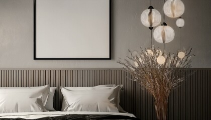 Mockup poster frame on the wall of living room. Luxurious apartment background with contemporary design. Modern interior design. 3D render, 3D ... See More