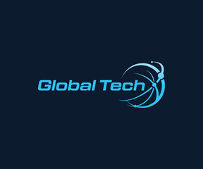 Global tech logo design template 