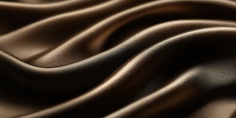 Chocolate Silk Abstract: A luxuriously smooth and tactile image capturing the elegant drape and soft sheen of rich, chocolate brown silk, with flowing.