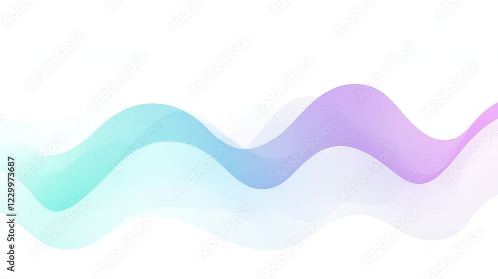 Poster a stacked area graph with soft gradient colors in blue, purple, and green tones, creating a smooth, 