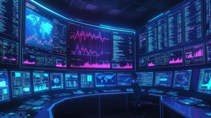 Digital asset trading visualization with a futuristic NFT marketplace interface.