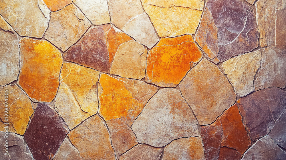 Poster textured stone wall featuring warm hues and natural patterns in a rustic setting