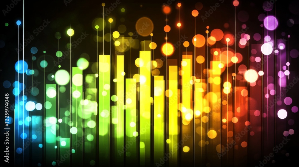Leinwandbilder a stacked column graph with bright colors and transparent effects, set on a dark background with glo