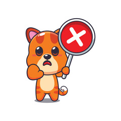 cat mascot cartoon character vector illustration with wrong sign.