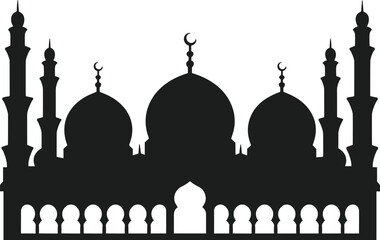 Islamic Mosque Silhouette Vector – Elegant Architectural Design