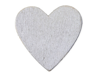 heart shaped wooden silver object isoalted on white