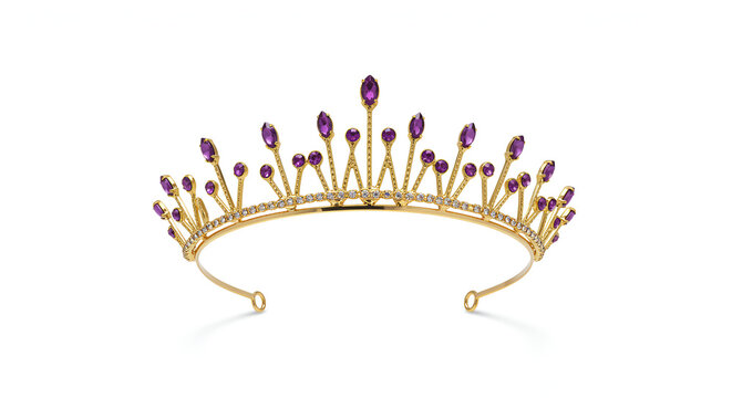 gold tiara with purple gemstones clip art preview