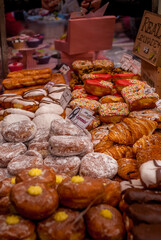 Assorted Doughnuts and Pastries at a London Street Market