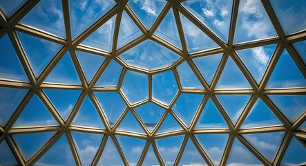 Architectural dome with repeating triangular glass panes