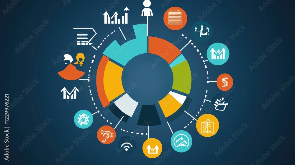Poster stakeholder theory visualized using a structured infographic with icons and arrows.