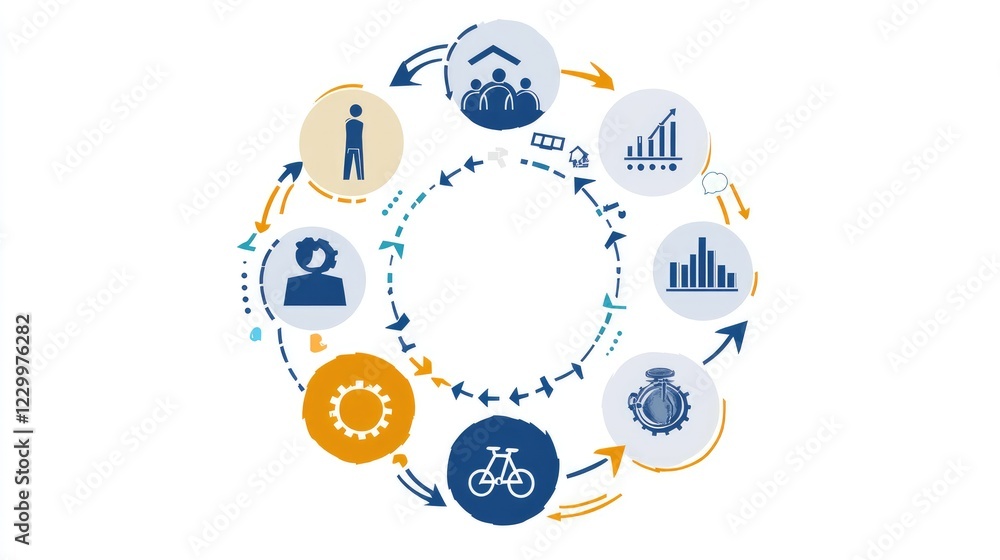Poster stakeholder theory visualized using a structured infographic with icons and arrows.