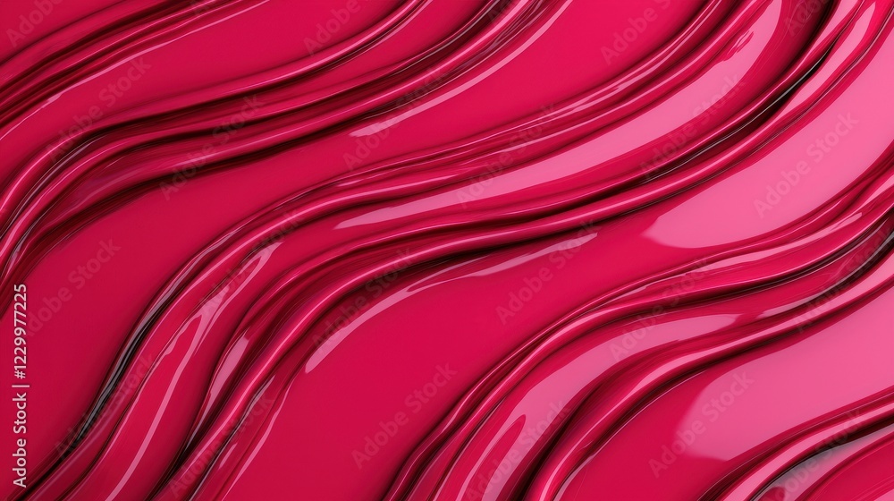 Aufkleber glossy red waves of liquid texture on smooth surface for abstract art