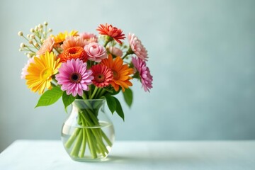 Freshly picked wildflowers in a vase on a soft background, wildflowers, vase