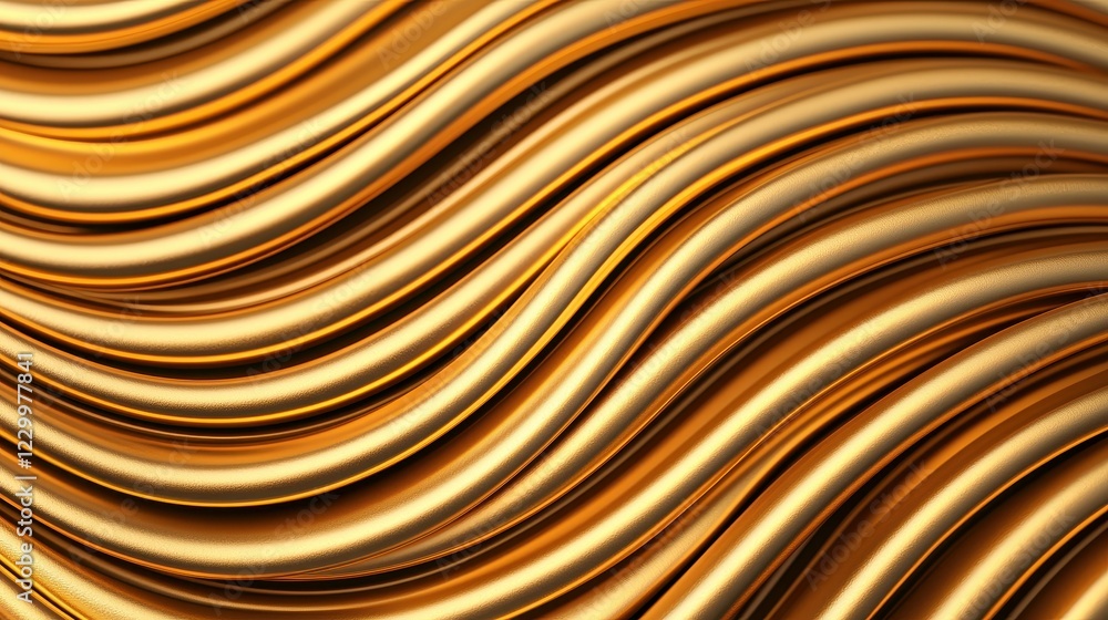 Aufkleber smooth golden waves with shiny and fluid textures for design use