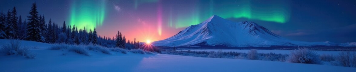 Frosty morning on Mt Susitna under the aurora, Mountain, Frost