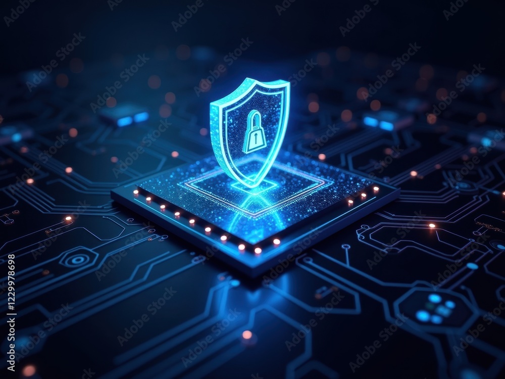 Poster blockchain technology enhances cybersecurity for safer digital environments and secure data transmis