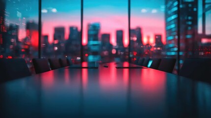 Corporate meeting space at sunset modern office digital art urban environment professional perspective