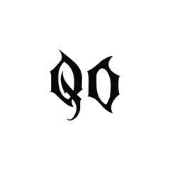 QO monogram logo design letter text name symbol monochrome logotype alphabet character simple logo