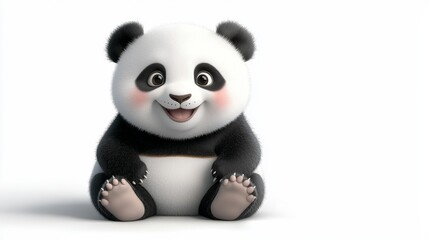 Naklejka premium Playful panda cub in a whimsical setting animated character studio environment smiling gesture joyful vibe for all ages