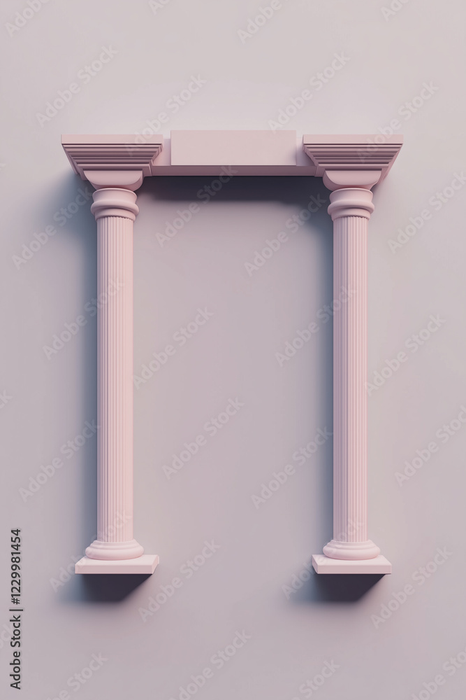 Aufkleber Minimalistic low-poly 3D frame with geometric design and pastel colors on a clean background