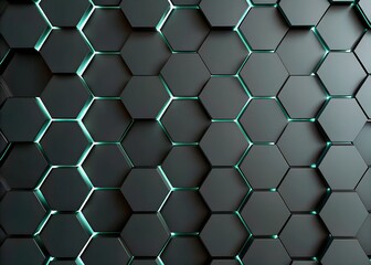 Abstract 3d hexagon background with glowing neon lights.. Futuristic technology style.
