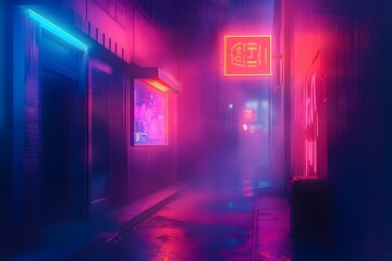 Cyberpunk Neon Alleyway