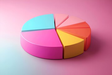 Obraz premium Colorful Pie Chart Creative Data Presentation For Finance, Marketing And Business Analytics 
