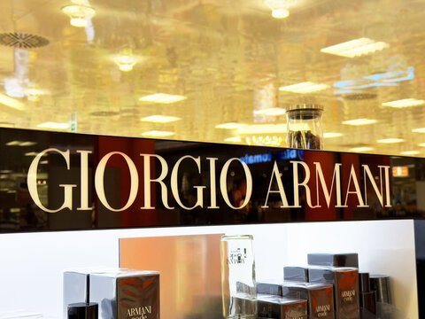 Giorgio armani fragrance display in retail store