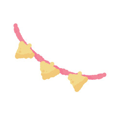 Pastel Pink Bunting: A delicate string of pastel pink bunting with three yellow star-shaped flags,  perfect for adding a touch of whimsy and charm to any celebration or party.  