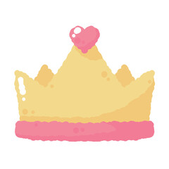 Pastel Princess Crown: A charming illustration of a pastel yellow crown adorned with a pink heart, perfect for adding a touch of regal whimsy to your designs.