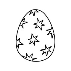 Cute decorated Easter egg isolated on white background. Vector hand-drawn illustration in doodle style. Perfect for holiday designs, cards, logo, decorations.